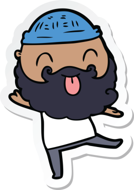 Bir insan tarafından çizilmiş sakallı, dans eden bir adamın çıkartması.