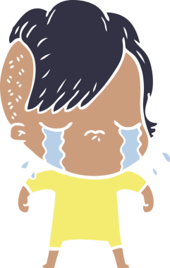 Bir insan tarafından çizilmiş düz renkli karikatür.