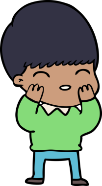 Bir insan tarafından çizilmiş mutlu çizgi film çocuğu.