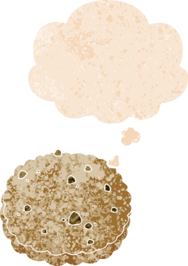 Düşünce baloncuklu çizgi film bisküvisi grunge sıkıntılı retro dokuma tarzı bir insan tarafından çizilmiş