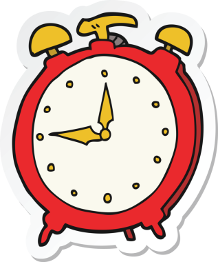 Bir insan tarafından çizilmiş çizgi film çalar saatinin çıkartması.