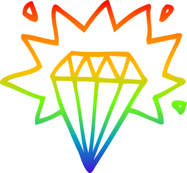 Gökkuşağı gradyan çizgi çizimi Bir insan tarafından çizilmiş dövme elmas