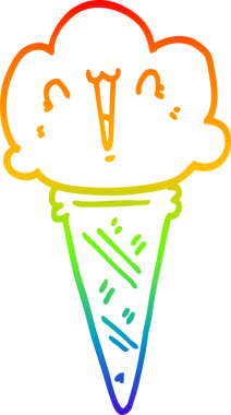 Gökkuşağı gradyan çizgi çizimi bir insan tarafından çizilmiş bir dondurma.