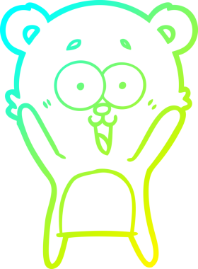 Bir insan tarafından çizilmiş gülen oyuncak ayı çizgi filmi.