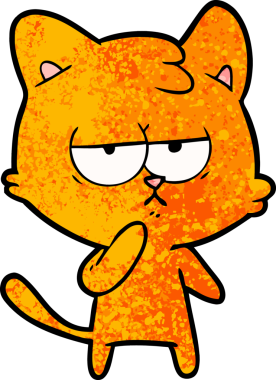 Bir insan tarafından çizilmiş sıkıcı çizgi film kedisi.