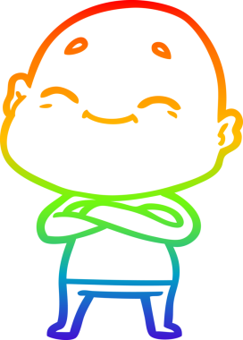 gökkuşağı gradyan çizimi mutlu bir çizgi kel adamın çizimi bir insan tarafından çizildi