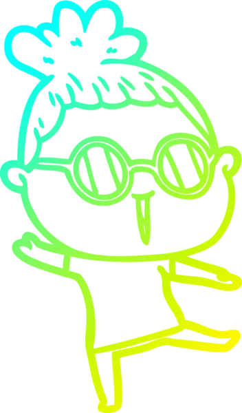 Bir insan tarafından çizilmiş gözlüklü bir karikatür kadın çizimi.