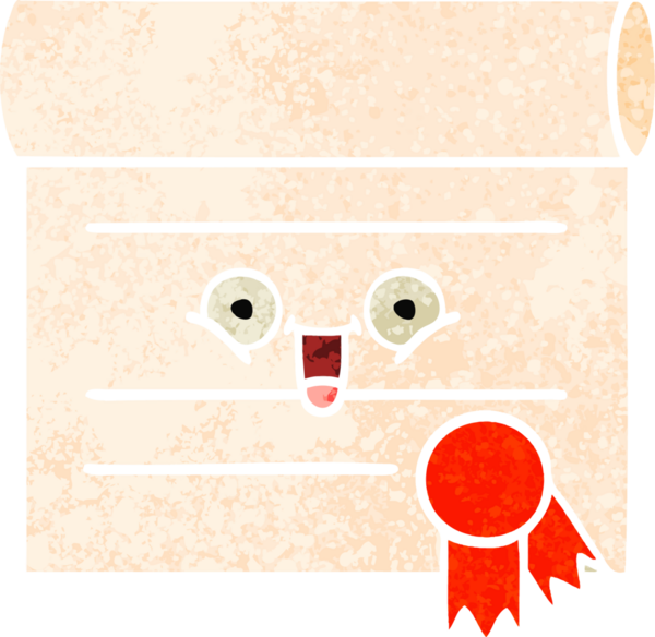 Bir insan tarafından çizilmiş bir sertifikanın retro illüstrasyon tarzı karikatürü