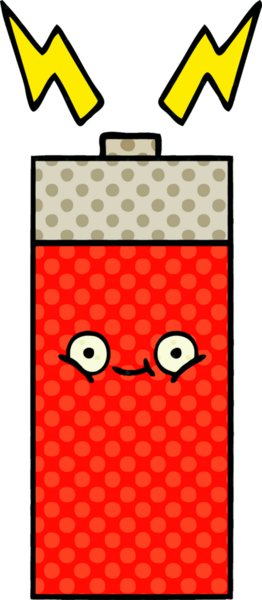 Bir insan tarafından çizilmiş bir bataryanın çizgi roman tarzı