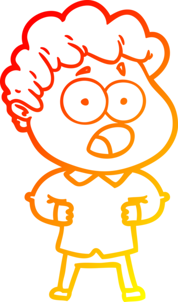 Bir insan tarafından şaşırtılarak çizilen çizgi film karakterinin sıcak çizgi çizimi.