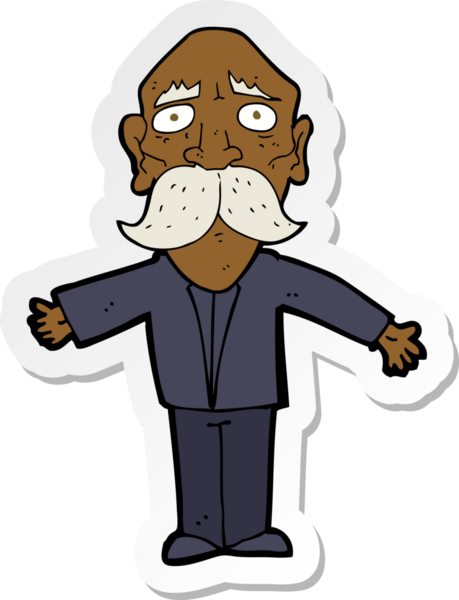 Bir insan tarafından çizilmiş yaşlı adamı hayal kırıklığına uğratan bir karikatür çıkartması.