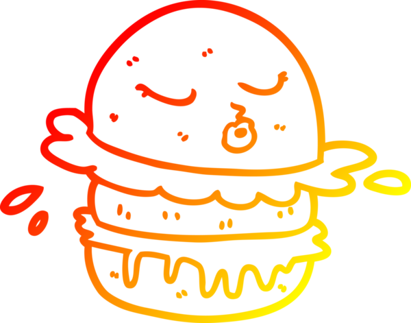 Bir insan tarafından çizilmiş bir fast food hamburgerinin sıcak çizgi çizimi