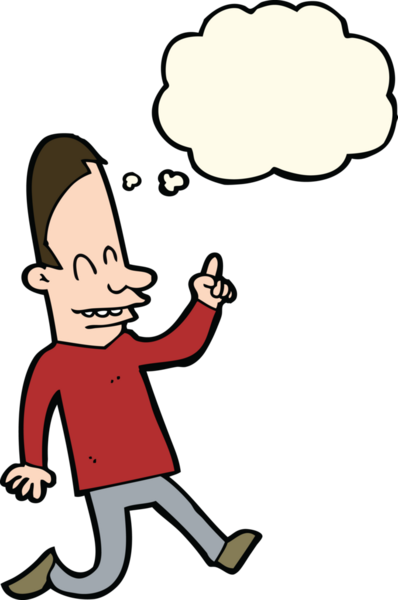 çizgi film mutlu adam bir insan tarafından çizilen düşünce baloncuğu ile işaret