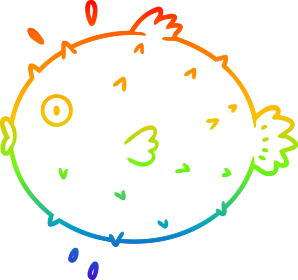 gökkuşağı gradyan çizgi çizimi bir insan tarafından çizilmiş kirpi balığı