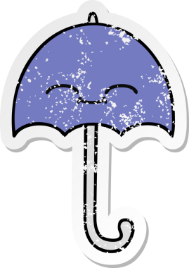 Bir insan tarafından çizilmiş şirin bir şemsiyenin sıkıntılı çıkartması.