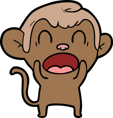 Bir insan tarafından çizilmiş bağıran çizgi maymun.