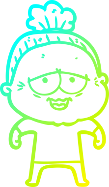 Bir insan tarafından çizilmiş, mutlu, yaşlı bir kadının çizdiği soğuk çizgi.