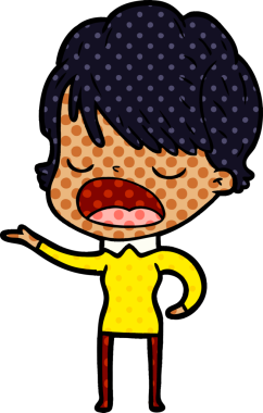 Bir insan tarafından çizilmiş bir karikatür kadın konuşuyor.