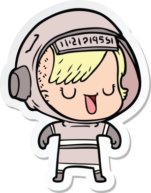 Bir insan tarafından çizilmiş astronot bir kadının çıkartması.