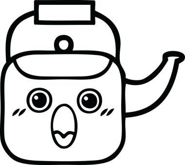 Bir insan tarafından çizilmiş bir çaydanlığın çizgi çizimi