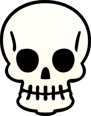 bir insan tarafından çizilmiş gölgelenmiş garip bir kafatası.