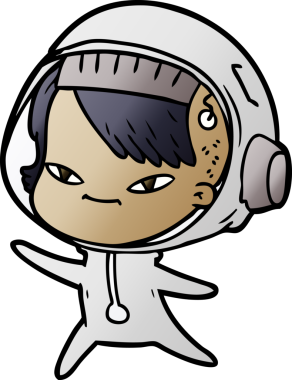 Bir insan tarafından çizilmiş astronot kadın.