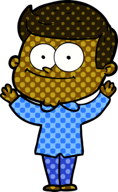 Bir insan tarafından çizilmiş mutlu bir adam.