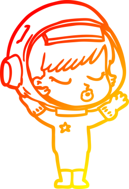 Bir insan tarafından çizilmiş güzel astronot bir kızın sıcak çizgi çizimi