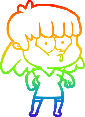 gökkuşağı gradyan çizimi bir insan tarafından çizilmiş bir çizgi film ıslık kızı