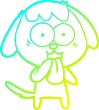 Bir insan tarafından çizilmiş şirin bir çizgi köpeğin soğuk gradyan çizgisi.