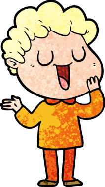 Bir insan tarafından çizilmiş gülen karikatür adam.