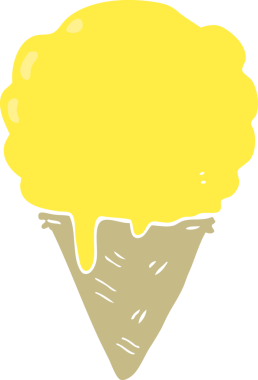 Bir insan tarafından çizilmiş düz renkli çizgi film dondurması.