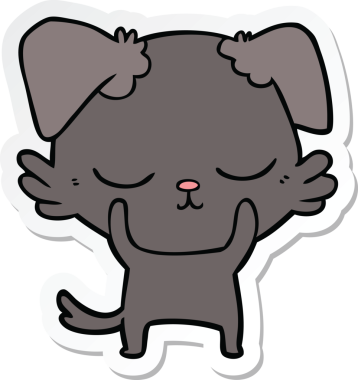 Bir insan tarafından çizilmiş şirin bir köpeğin çıkartması.