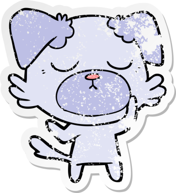 Bir insan tarafından çizilmiş şirin bir köpeğin sıkıntılı çıkartması.