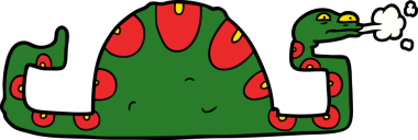 Bir insan tarafından çizilmiş yılan dolu bir çizgi film.