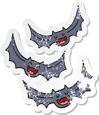 Bir insan tarafından çizilmiş vampir yarasa çizgi filminin sıkıntılı çıkartması.