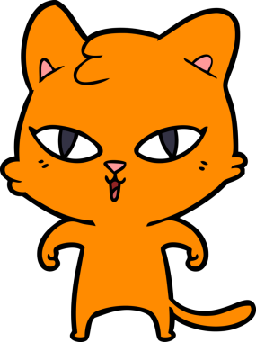 Bir insan tarafından çizilmiş çizgi film kedisi.