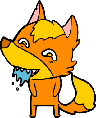 Bir insan tarafından çizilmiş tilki çizgi film karakteri