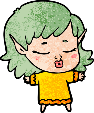 Bir insan tarafından çizilmiş güzel elf kızı.