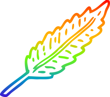 gökkuşağı gradyan çizimi bir insan tarafından çizilmiş beyaz bir tüy karikatürü