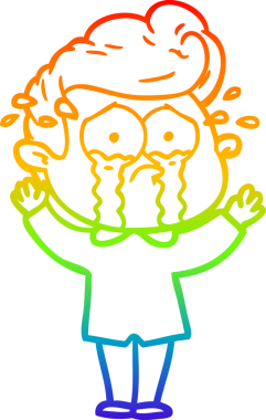 Bir insan tarafından çizilmiş ağlayan bir adamın çizdiği gökkuşağı gradyan çizgisi.