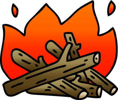 bir insan tarafından çizilmiş gölgeli garip bir kamp ateşi.