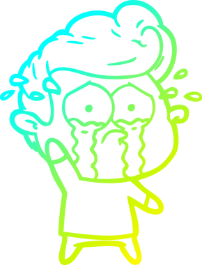 Bir insan tarafından çizilmiş ağlayan bir karikatür çizimi.