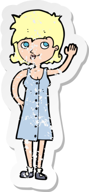 Bir insan tarafından çizilmiş, gerilmiş, karikatür yapıştırması. Güzel bir kadın.