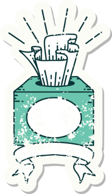 Bir insan tarafından çizilmiş eski bir dövme stili mendil etiketi.