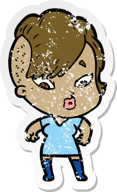 Bir insan tarafından çizilmiş üzgün bir karikatür çıkartması.