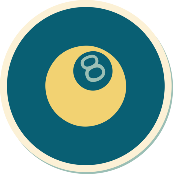 Bir insan tarafından çizilmiş geleneksel 8 top stili dövme çıkartması.