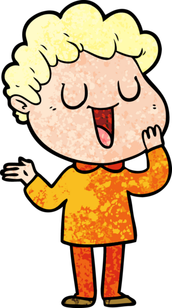 Bir insan tarafından çizilmiş gülen karikatür adam.