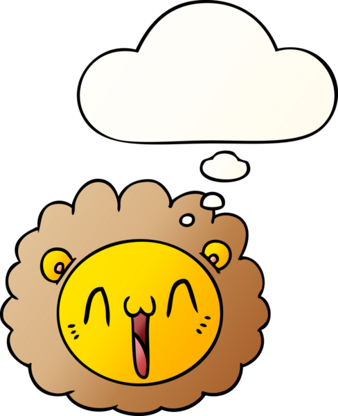 bir insan tarafından çizilmiş yumuşak eğimli düşünce baloncuğu ile çizgi film aslanı yüzü