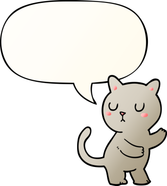 bir insan tarafından çizilmiş yumuşak eğimli konuşma baloncuklu çizgi film kedisi